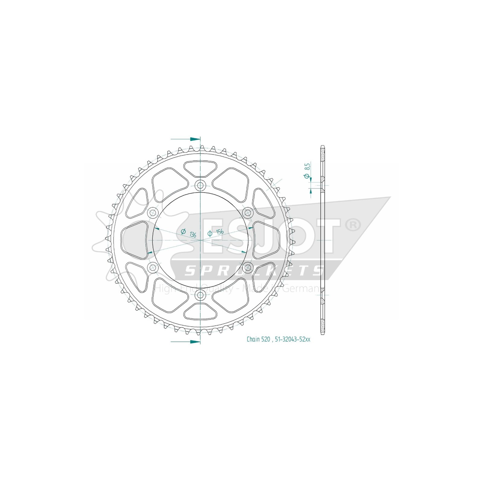 Esjot | Kettenrad 52 Z Alu