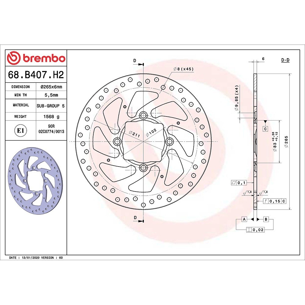 Brembo | Bremsscheibe Oro